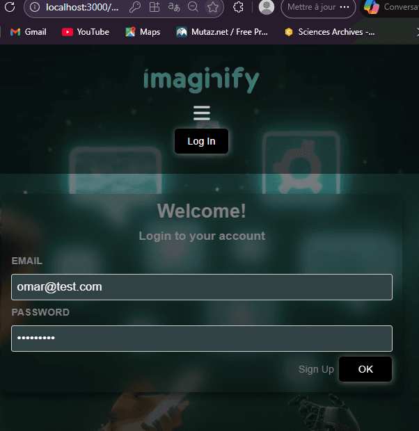 Imaginify - Authentification